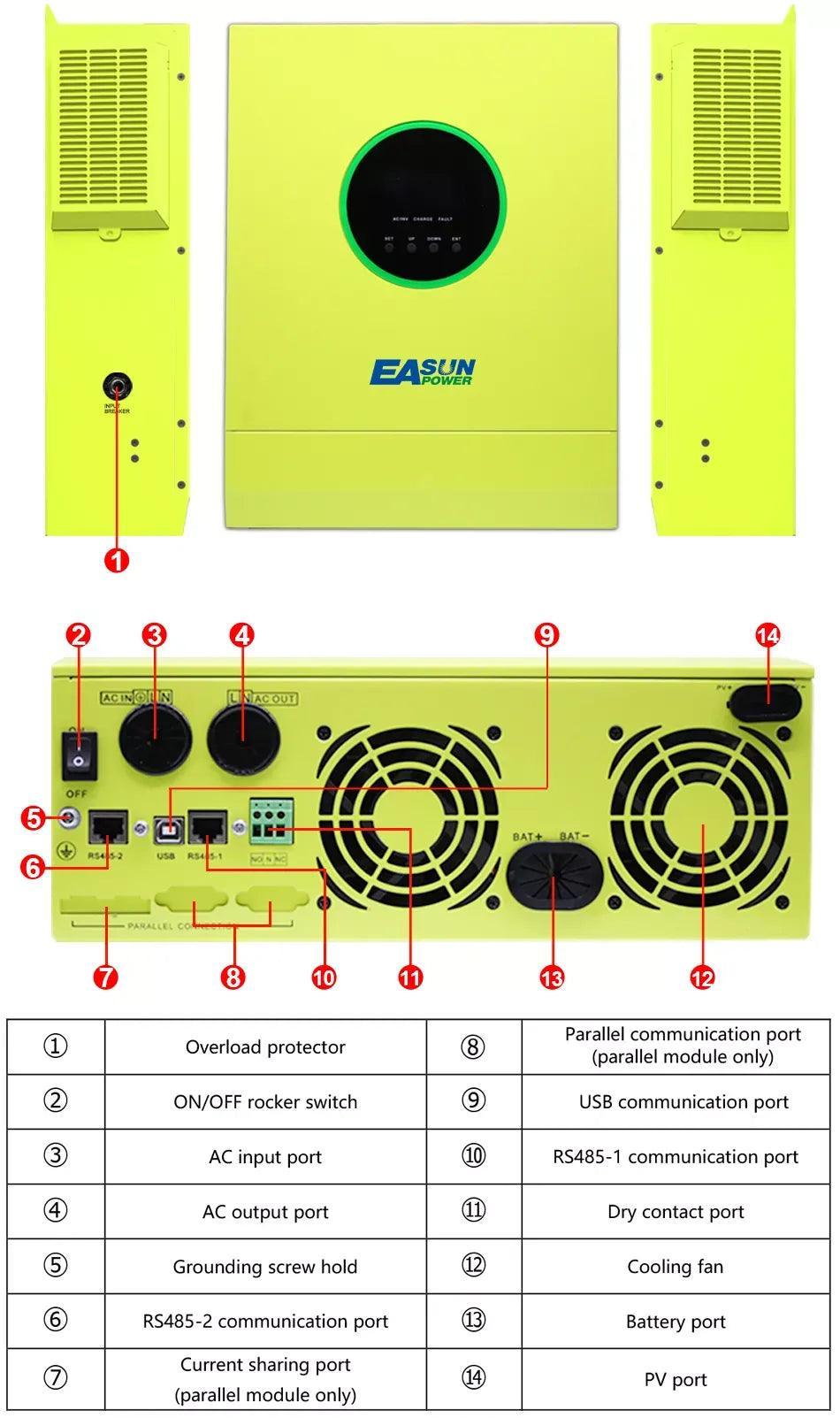Easun 5,6 kW Off Grid Wechselrichter, max. 4 PS Motorunterstützung, paralleler 3-Phasen-Ausgang